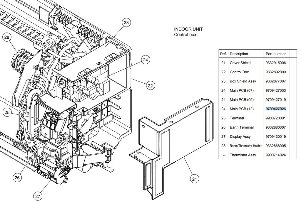 (General ASG12UI) CONTROL CARD, for indoor unit