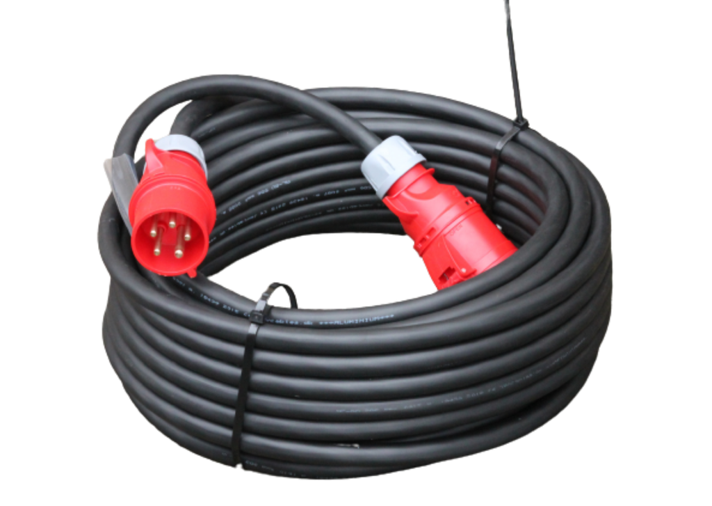 EXTENSION CABLE, 5G2.5²/10m, 16A/400V/CEE 5P/IP44/red