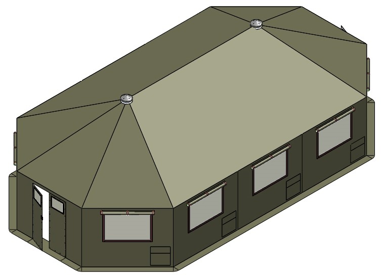 TENT insul. (Design Shelter MLH1950) 78m², 2 doors 8 windows