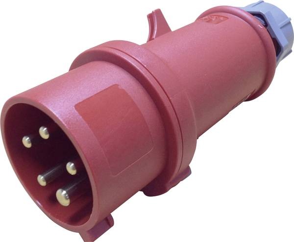 PLUG male, CEE 5P 16A 400V, IP44, red,external strain relief