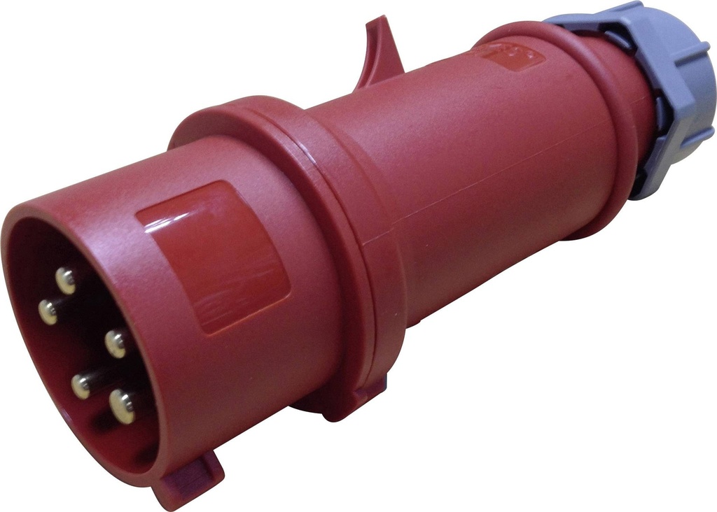 PLUG male, CEE 5P 32A 400V, IP44, red,external strain relief