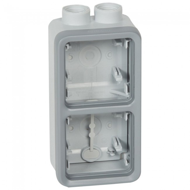 BOITIER double (Legrand Plexo) vert 2entrées M20, IP55, gris