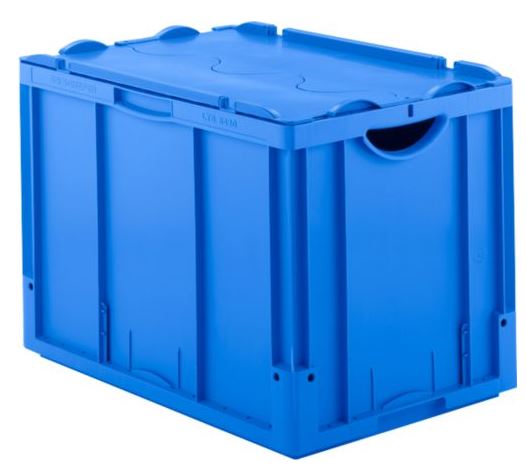 EURONORM BOX with lid, stackable, PP, 60x40x42cm, blue