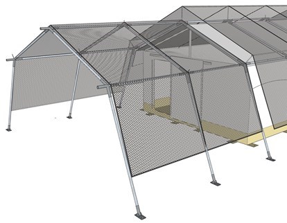 (tente polyval. 45m²) AUVENT filet à ombre + armature