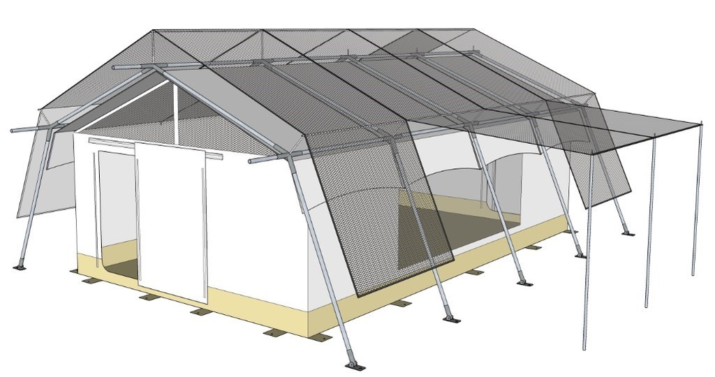 (tent multipurp. 45m²) SHADE NET lateral opening + frame
