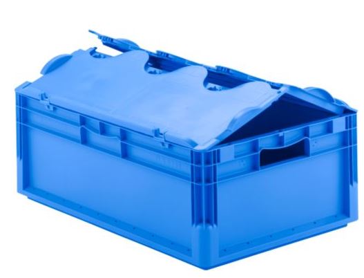 EURONORM BOX with lid, stackable, PP, 60x40x22cm, blue