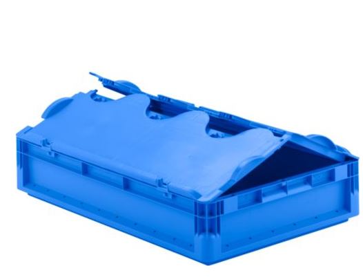 EURONORM BOX with lid, stackable, PP, 60x40x12cm, blue