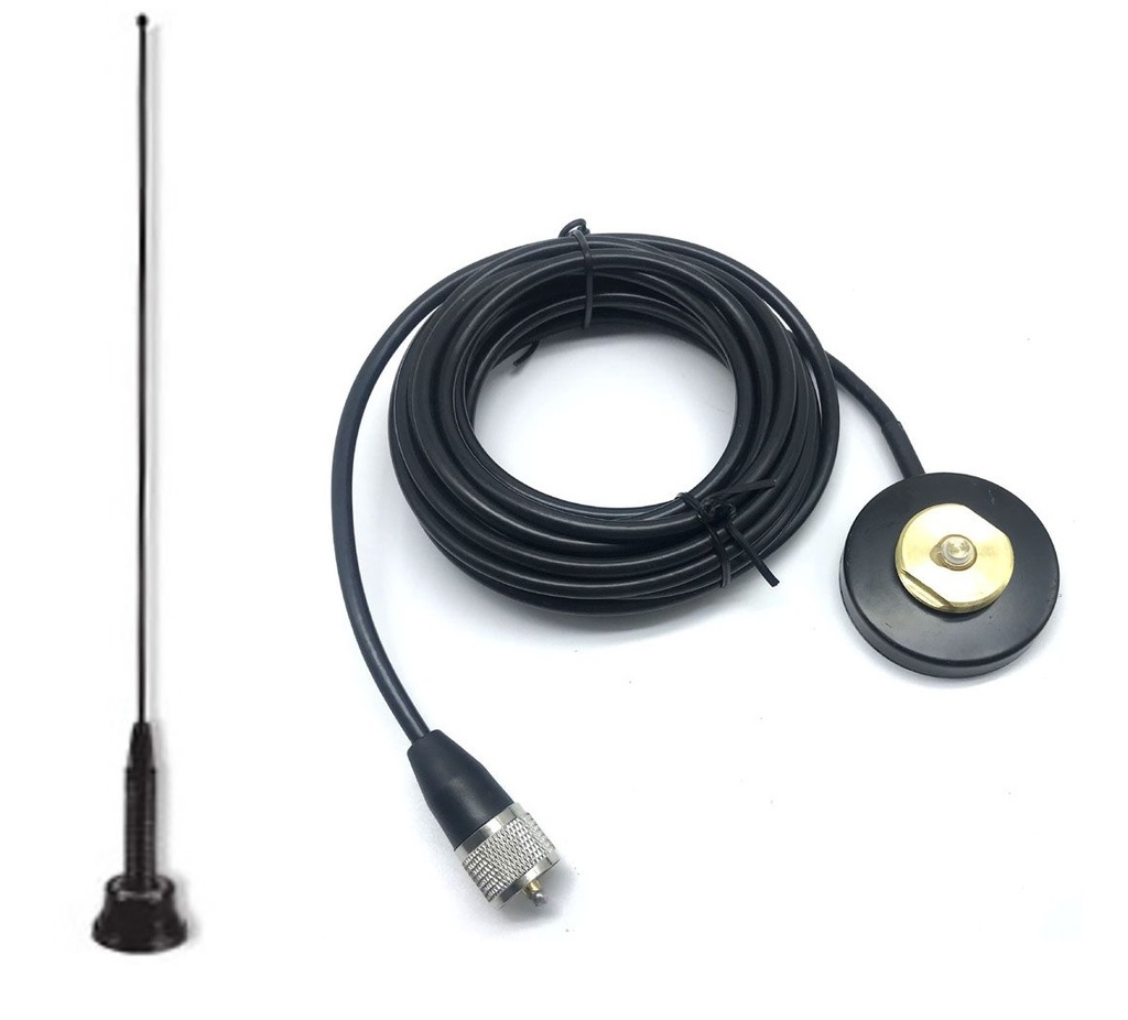 ANTENNE VHF NMO, 1/4 d'onde, mob., magnetique + câble coax.