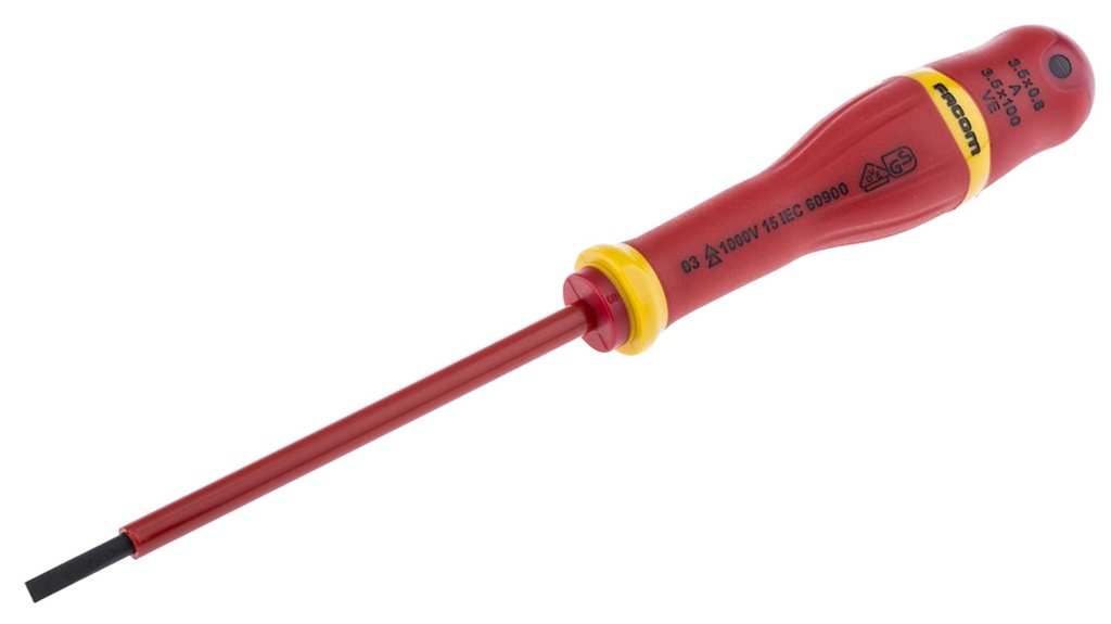 SCREWDRIVER slotted head, 3.5x100mm, ins. 1000V, AT3.5X100VE