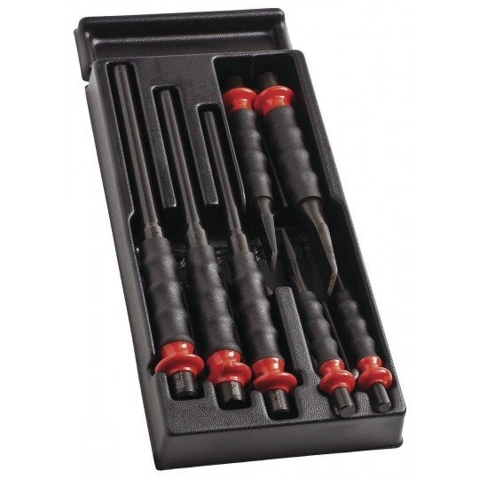 SET 7 DRIFT PUNCHES, CHISELS & CAPE CHIS. sheathed, MOD.CG1