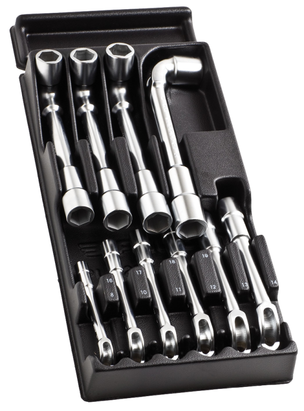OPEN-SOCKET WRENCHES, 8-19mm, metr., MOD.75-1, set of 10pcs
