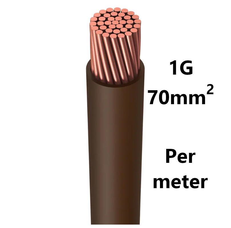 WIRE flexible, tinned copper, 70mm², brown, per metre