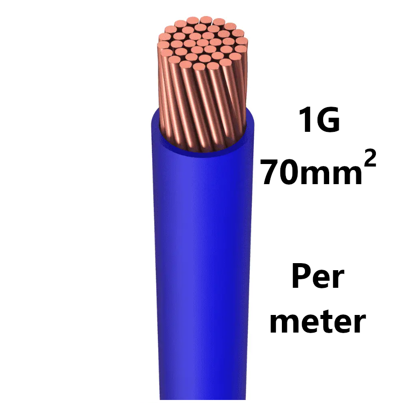 WIRE flexible, tinned copper, 70mm², blue, per metre