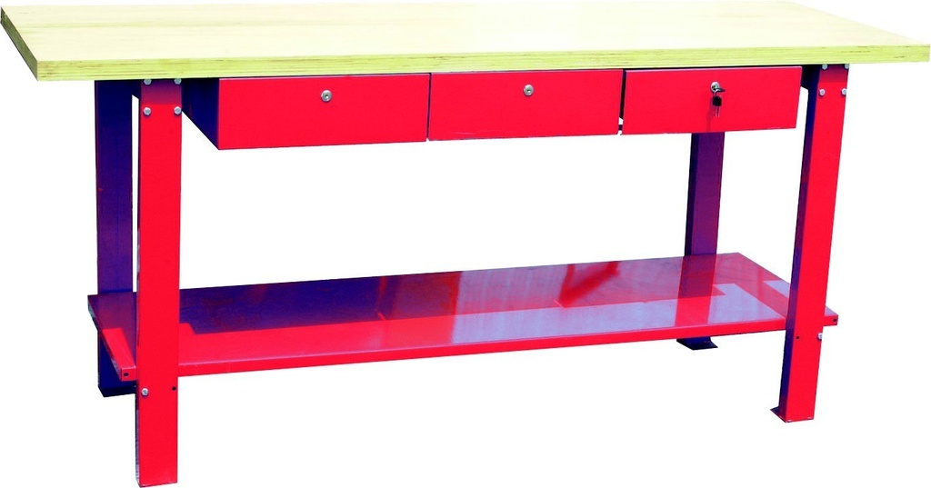 WORKSHOP BENCH, 2000x640mm, 40mm wooden top, 3 drawers
