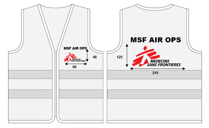 VEST high visibility, XL, fluorescent, MSF logo + Air Ops
