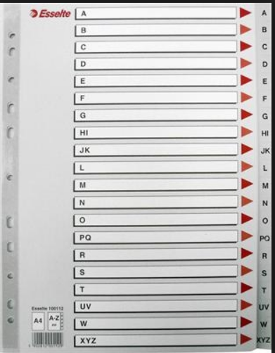 (index box) DIVIDER, A4 portrait, A-Z, set