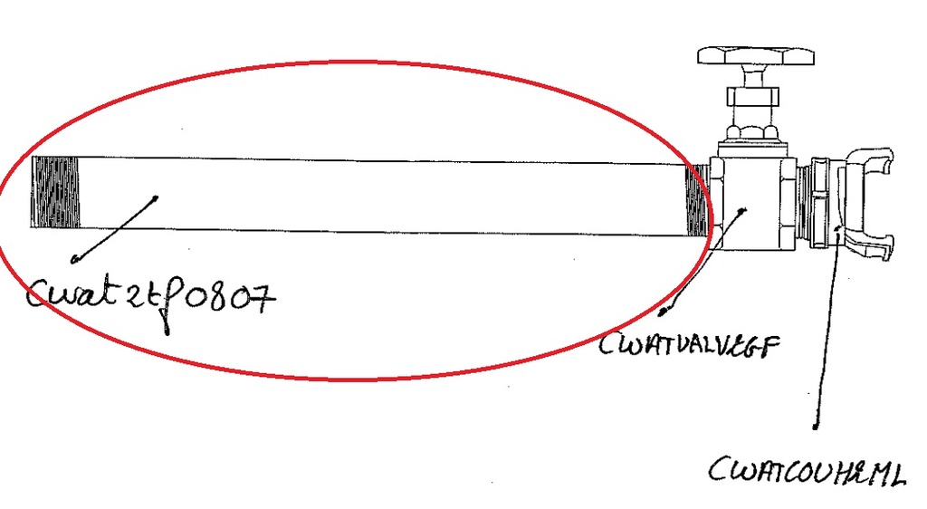 TUYAU, galvanisé, Ø 2" DN50, 70cm, MxM fileté