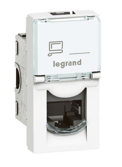 PRISE RJ45 (Legrand Mosaic) Cat6 UTP, blanc, 1 mod, encastré