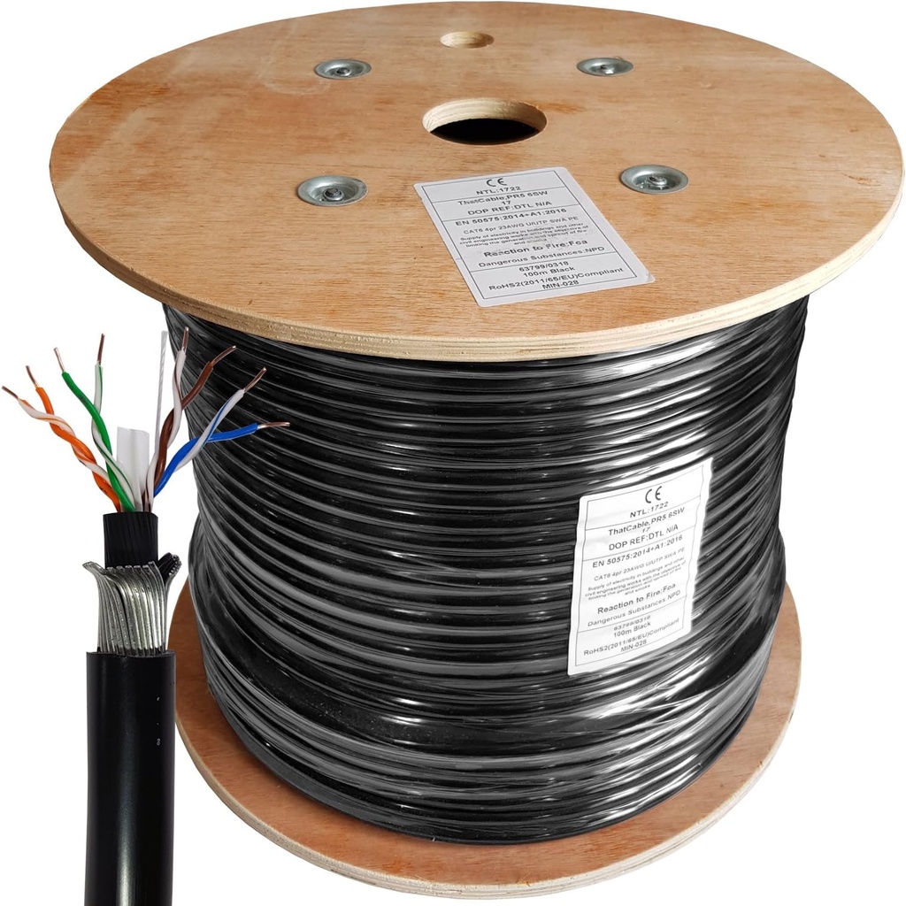 CABLE RESEAUX, 2x U/UTP Cat6, sous gaine Ø20mm, bobine 100m