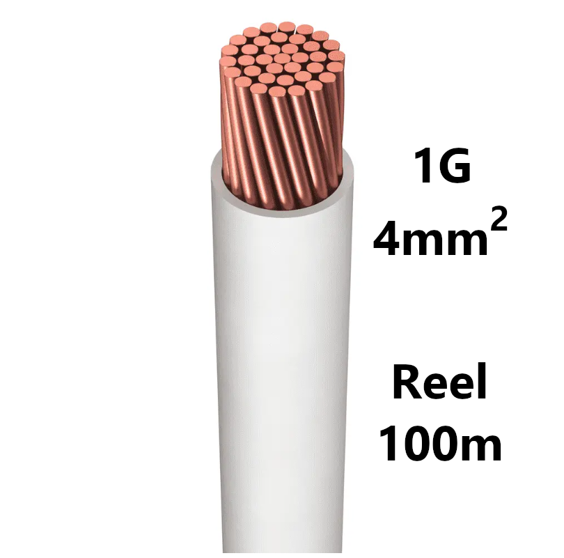 WIRE flexible, tinned copper, 4mm², white, reel of 100m