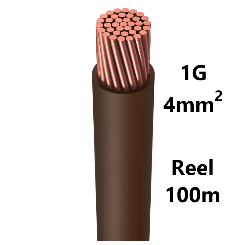 WIRE flexible, tinned copper, 4mm², brown, reel of 100m