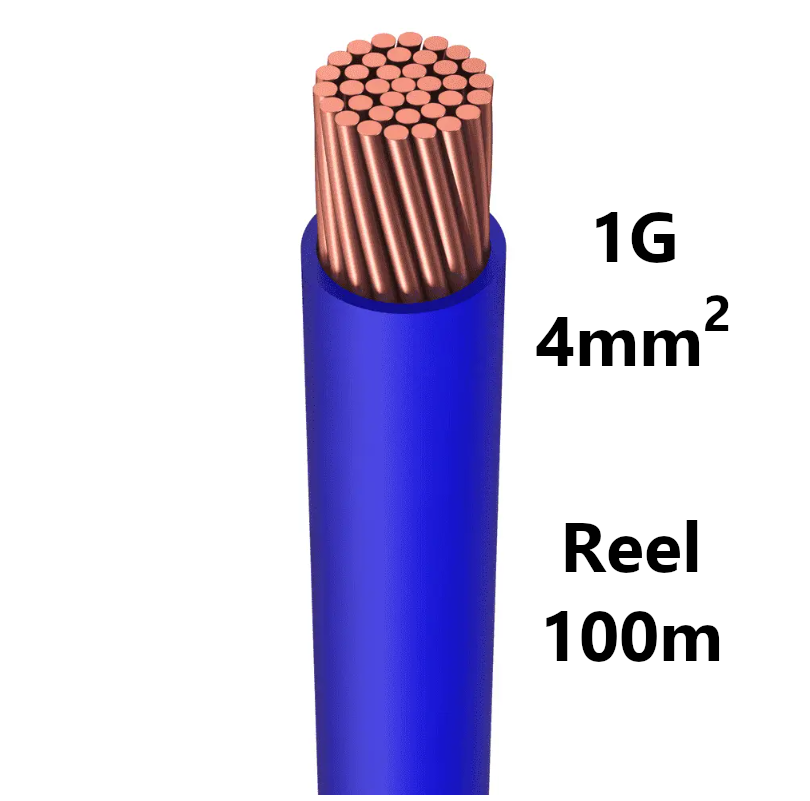 WIRE flexible, tinned copper, 4mm², blue, reel of 100m