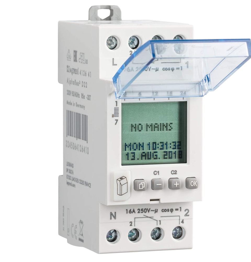 PROGRAMMABLE TIME SWITCH 7 days,2 outputs, 16A,250V, modular