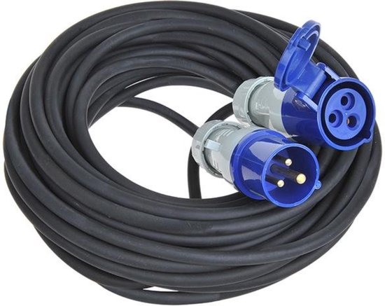 RALLONGE, 3G2.5²/50m, 16A/230V/CEE 3P/IP44/bleu x3FR