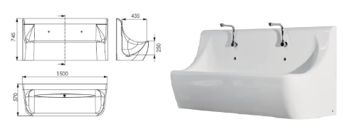 SINK surgical, polyester, 2 posts 2 faucets knee control