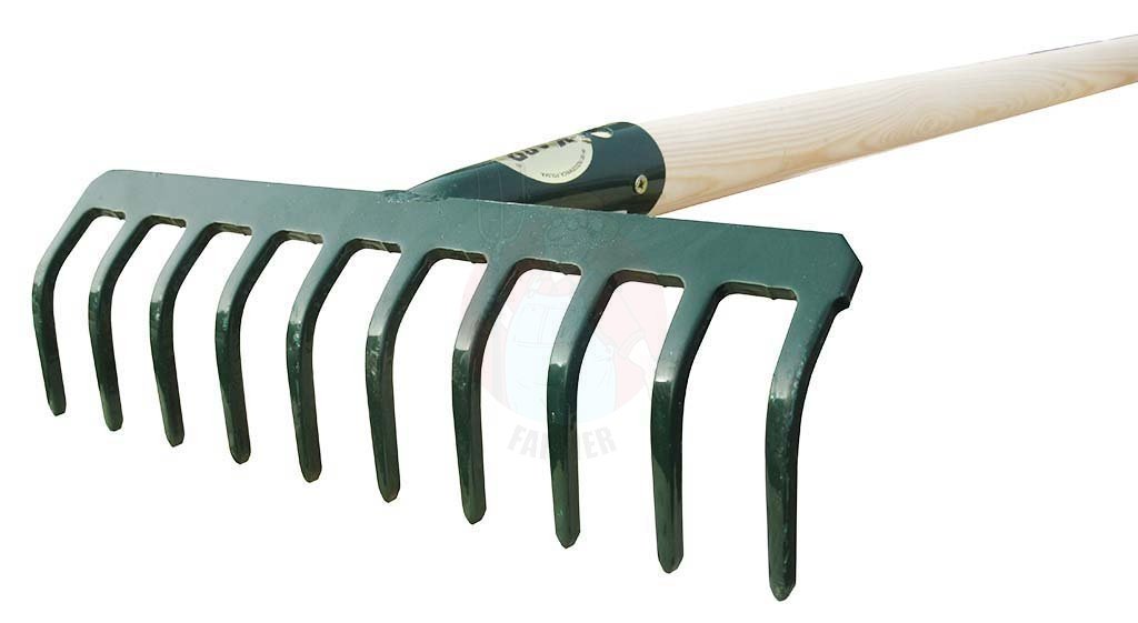 RAKE with wooden handle, 500mm, 10 teeth