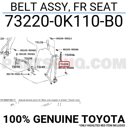 BELT ASSY, front seat, outer, LH, LAN25