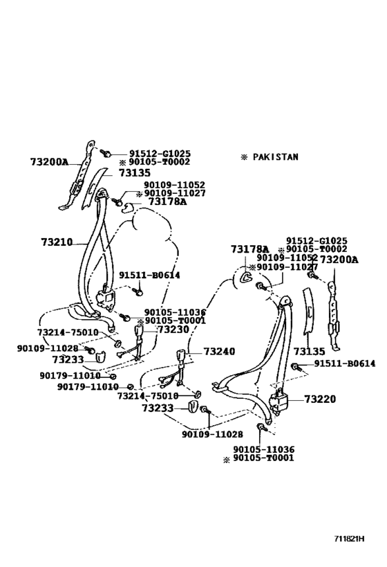 (Corolla) BELT ASSY, FR SEAT OUTER RH