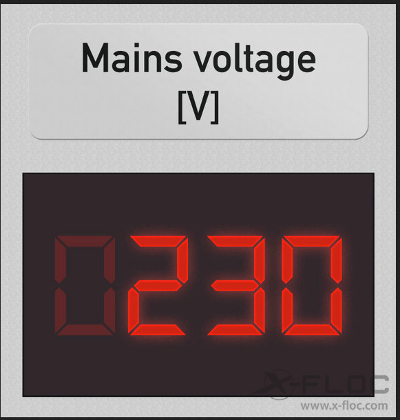 (X-Floc EM100) MAINS VOLTAGE DISPLAY