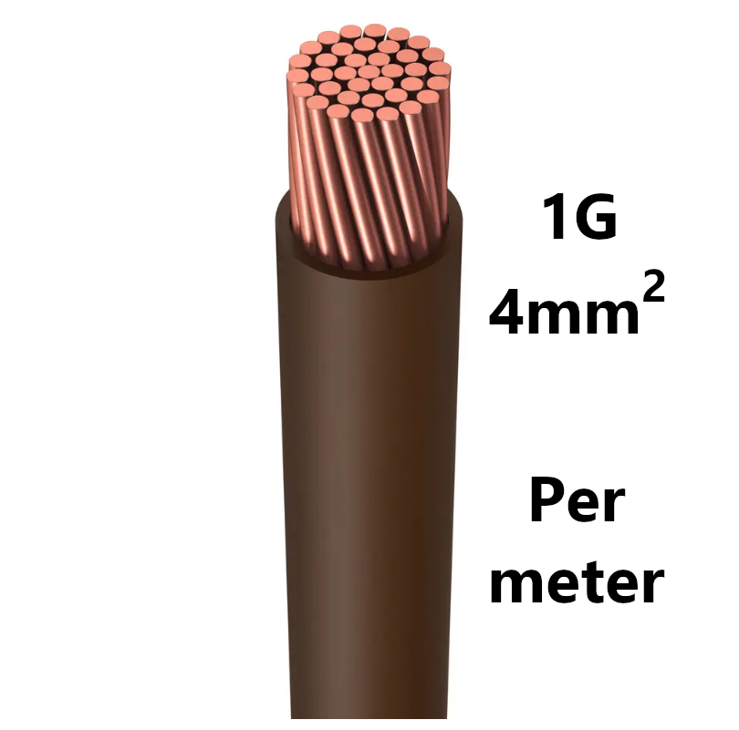 WIRE flexible, tinned copper, 4mm², brown, per metre