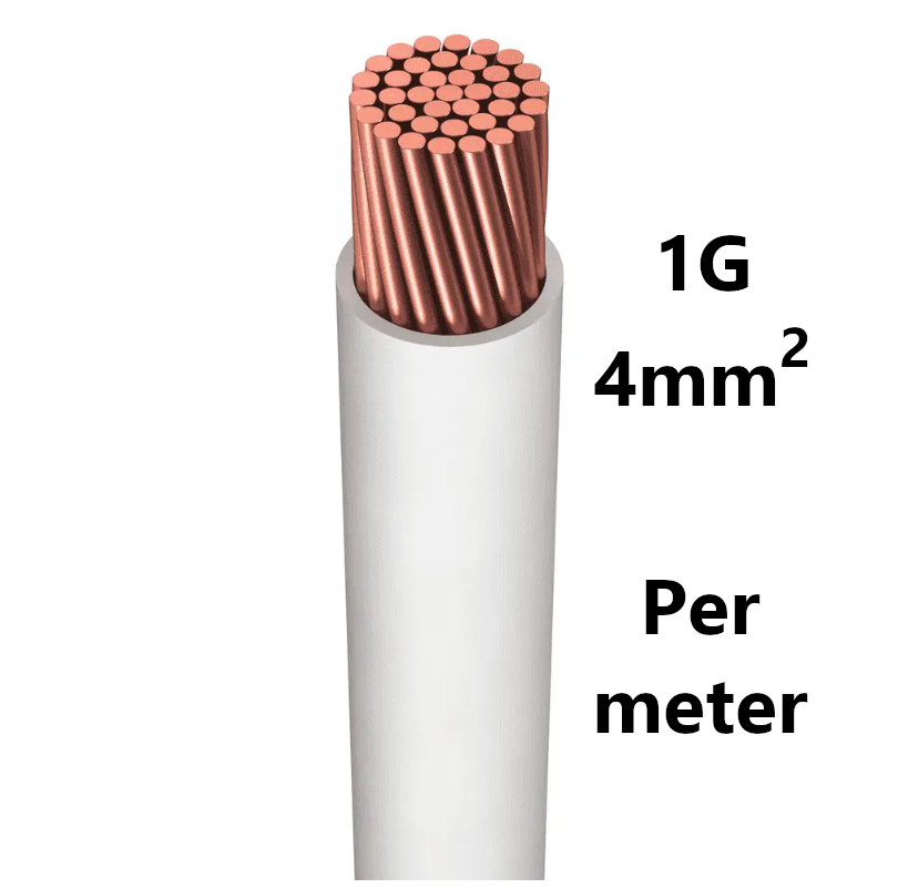 WIRE flexible, tinned copper, 4mm², white, per metre