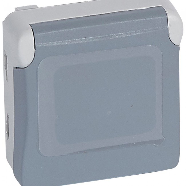 PRISE simple (Legrand Plexo) 2P+T/13A, UK IP55 gris encastré