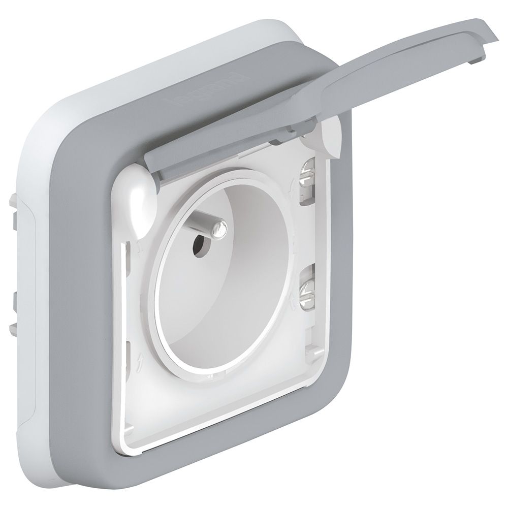 PRISE simple (Legrand Plexo) 2P+T/16A, IP55, gris, encastré