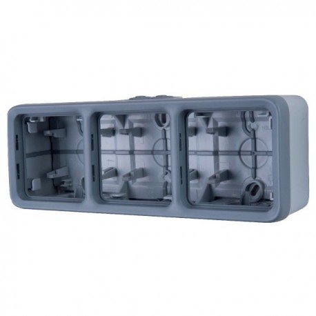 BOITIER triple (Legrand Plexo) hor, 3entrées flex, IP55 gris