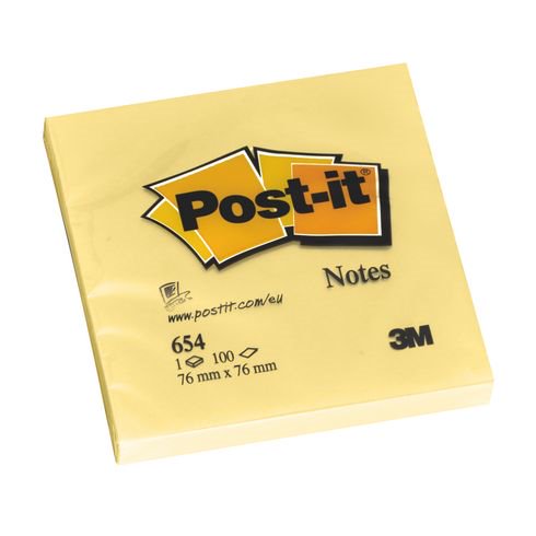 BLOC DE PAPIER autocollant (Post-it) 76x76mm, jaune