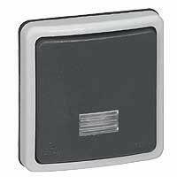 PUSH BUTTON w/o sup. (Legrand Plexo) IP66 grey w/indicator