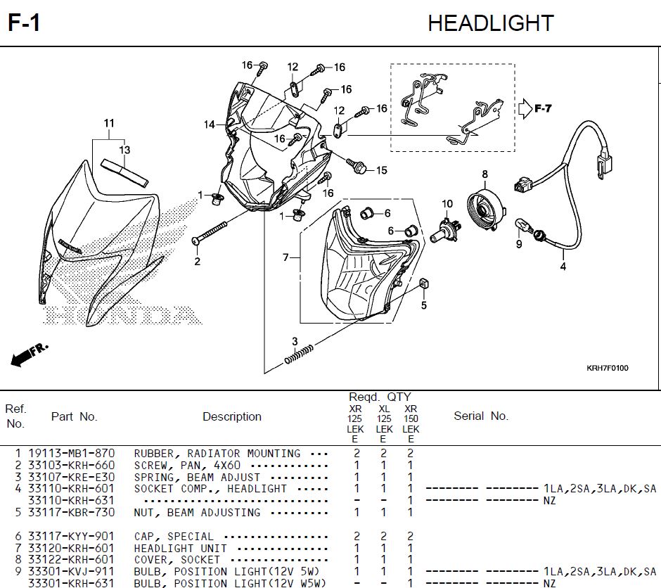 HEADLAMP complete, XL125LEK