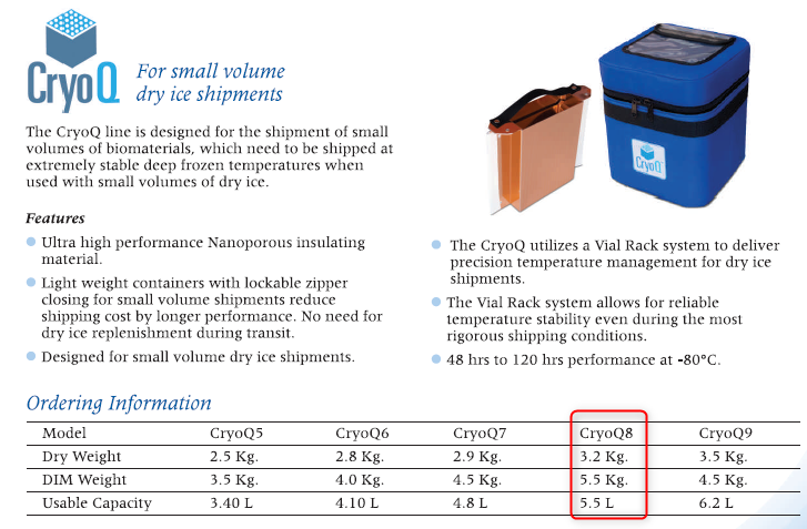 VACCINE CARRIER soft bag (CryoQ8) 5.5l, dry ice