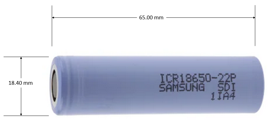 BATTERY rechargeable (18650) Li-ion, 3.7V 2.15Ah, 18.5x65mm