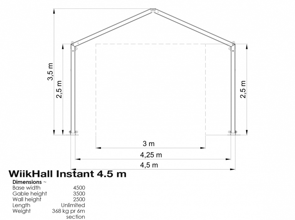 TENT multipur., mod. (WiikHall Inst. 4.5) alu., 4.5x6x3.5m