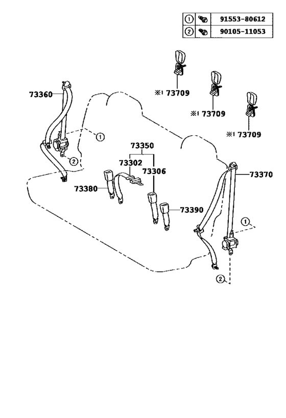 BELT LOCK rear seat, lap type center, HZJ76/79