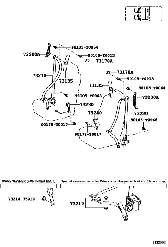 (Hilux KUN 25) CLIP pour CEINTURE DE SECURITE, AV, DROITE