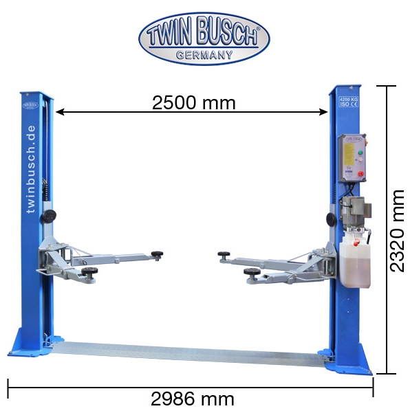 2 POST LIFT, WLL 4.2T, max. lift 160cm, 230V, 50Hz