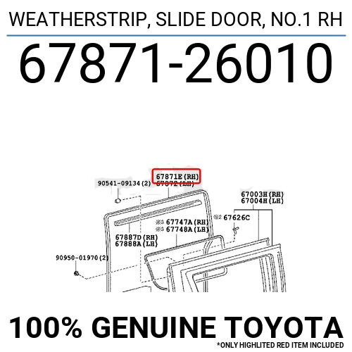 WEATHERSTRIP SLIDE DOOR RIGHT n°1, KDH202