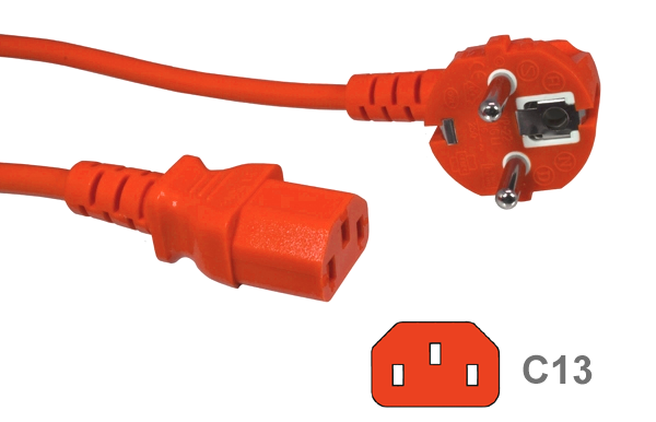 POWER CORD, 3m, EUR plug to IEC-320 C13 plug, red