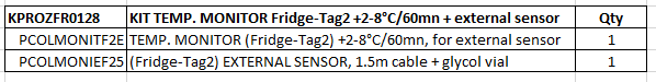 KIT ENREGISTREUR TEMP. Fridge-Tag2 +2-8°C/60mn, + sonde ext